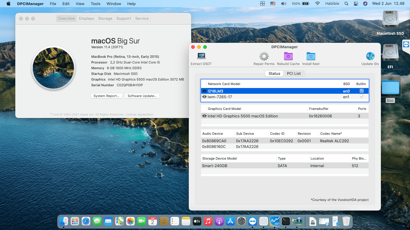 Success Hackintosh macOS Big Sur 11.4 Build 20F71 in Lenovo Thinkpad X250